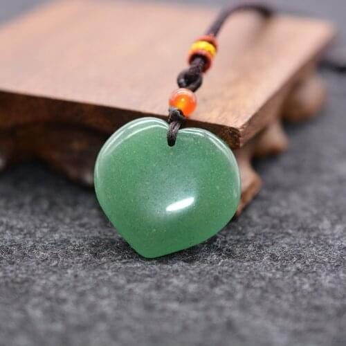 Jade Love Heart Necklace Pendant Green Jade Jewelry for Women Girl
