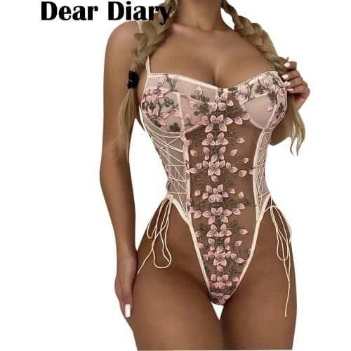 New Sexy Fashion Lace Lingerie Flower Embroidery Mesh Perspective Underwear Sleepwear Steel Ring Bra Pajamas Erotic Apparel