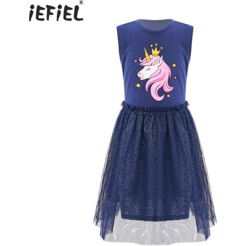 New Kids Girls Clothes Sleeveless Cute Cartoon Print Veil Dress Princess Dress For Summer Casual Birthday Party Dresses 3T-7T
