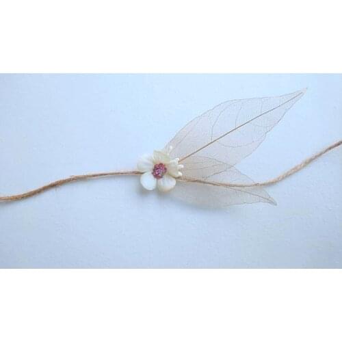 Newborn photography props flower headband baby girl headwear cured hay headdress leaf flower hemp rope