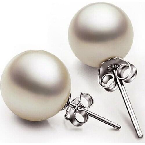 Simple White Imitation Pearl Stud Earring for Women Classic Silver Plated ear Jewelry Gift Drop Shipping Wholesale