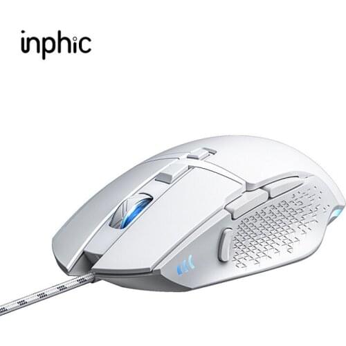 Inphic W28 Wired Gaming Mouse 8 keys 4800DPI Adjustable Four-color Glowing Light Home Office Mouse for PC Notebook 1.5m cable