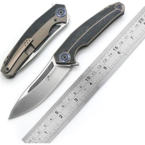 Kevin John VENOM KESTREL Folding Knife M390 Blade Titanium+CF Handle Utility Camping Hunting Survival Pocket Kitchen EDC Tools