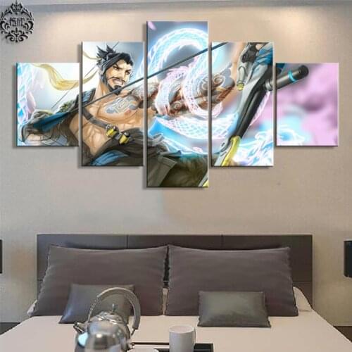 5 Panel Modern Canvas Print Game Poster Overwatch Hanzo Home Decor Wall Art Canvas Painting Pictures Artwork Decoration Cuadros