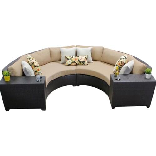 All Weather 4 Piece Outdoor Wicker Patio Furniture Half Round Sofa Set