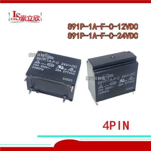 10PCS/LOT 100%Original New Relay 891P-1A-F-C-12VDC 891P-1A-F-C-24VDC 891P-1A-F-C 891P 1A F C 12V 24V DC12V 4PIN 25A