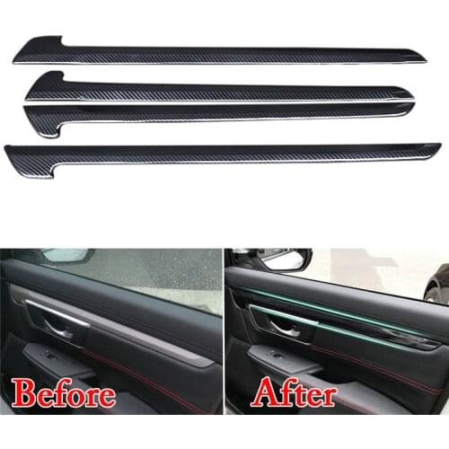4pcs Carbon Fiber Style ABS Car Inner Door Side Strip Molding Trim Fit for 2017 Honda CRV Car Interior Accessories Styling