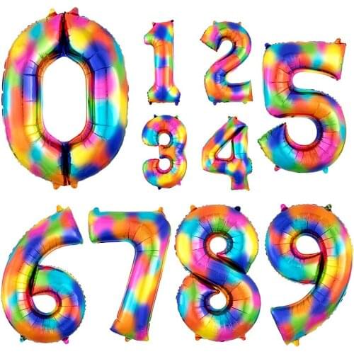 40 Inch New Rainbow Number Aluminum Foil Balloon Happy Birthday Wedding Christmas Party Decoration Number Balloon Children Gift