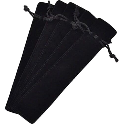 50 Pcs Black Velvet Pen Pouch Sleeve Holder Single Pen Bag Case Pencil Bag