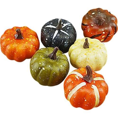 6pcs Halloween Pumpkin Fake Vegetable Simulation Halloween Artificial Pumpkin DIY Craft Home Birthday Party Wedding Decoration