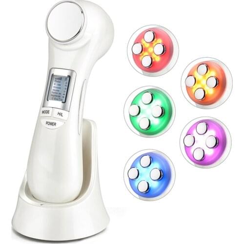 6 in 1 Face Photon RF Radio Frequency EMS Mesotherapy Led Light Therapy Microcurrent Ultrasonic Vibration Face Lifting Massager