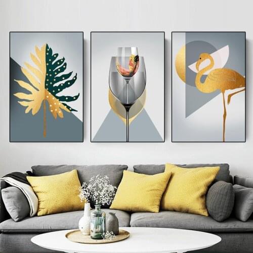 Abstract Flamingo Canvas Painting Abstract Leaf Posters and Prints Wall Pictures Nordic Living Room Living Room Home Decoration