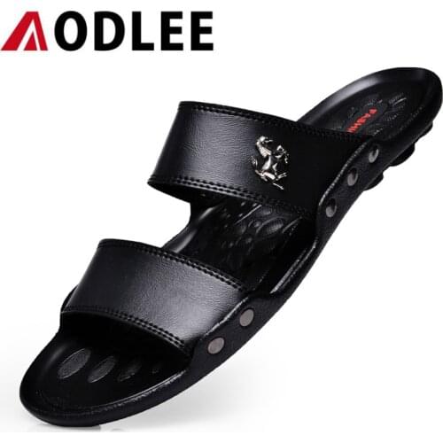 AODLEE Men's Leather Sandals