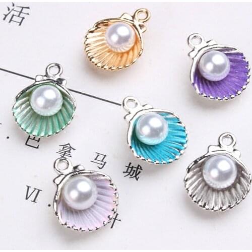 Top 11x15MM 10Pcs Enamel Shell Charm Pendant Alloy Beads Fit Bracelet Jewelry Accessory For DIY Women Necklace Pendant Making