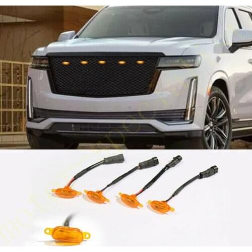 For Cadillac Escalade 2021 LED Car Front bumper Grille LED Amber Light Raptor Style Light Kit Decor W/ Wire Speed