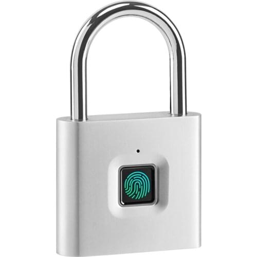 Black Silver Keyless USB Rechargeable Door Lock Fingerprint Smart Padlock Quick Unlock Zinc Alloy Metal Self Developing Chip