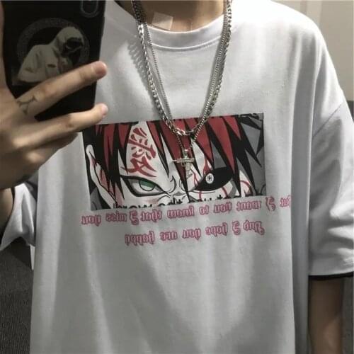 2021 Summer Streetwear Tops Japanese Anime Gaara Kawaii Cool Gaara Print T Shirt Oversized Short Sleeve Female T-shirts Clothes