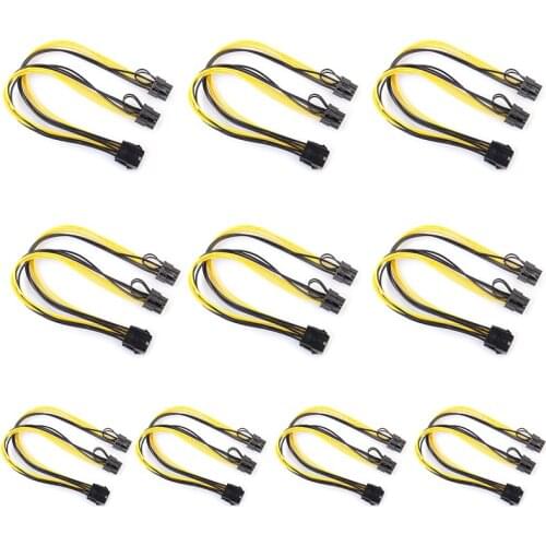 10pcs 30cm PCI-E 8 Pin to Dual 6+2 Pin Power Cable GPU Graphics Card 8Pin to Dual 8Pin PCI Express Power Supply Splitter Cable