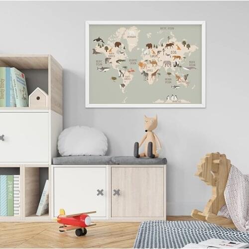 Kids Educational Poster Animal Canvas Painting World Art Prints Nursery Posters Nordic Print Modern Wall Pictures For Home Decor