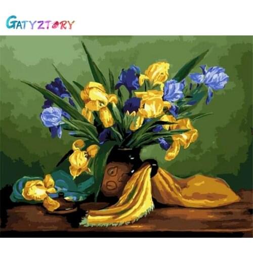 Gatyztory Painting By Numbers Flowers Picture Coloring By Numbers On Canvas Acrylic Paints Set Decorative Frames Home Decor