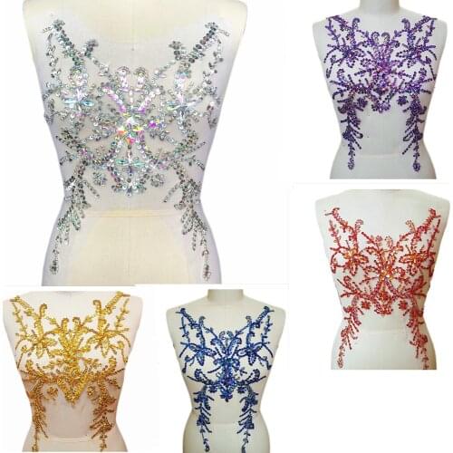 ALlURE 28x49cm Beaded Sequin Embroidery Purple For Wedding Sew on Rhinestones Appliques Patches sewing Costumes Dress Trim diy