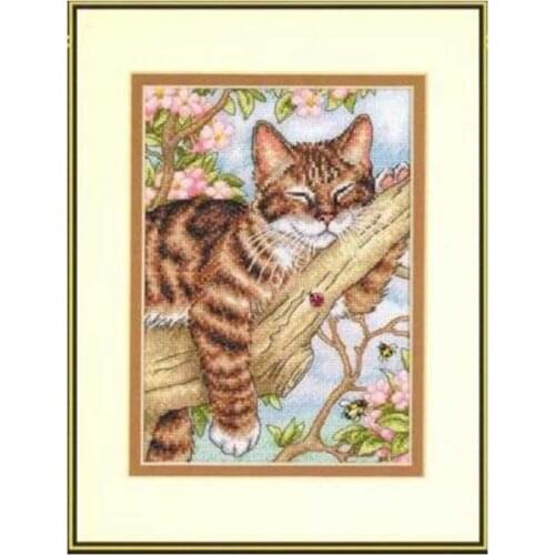 Sleepy cat patterns counted 11CT 14CT Cross Stitch Set DIY Chinese Cross-stitch Kits Embroidery Needlework Home Decor