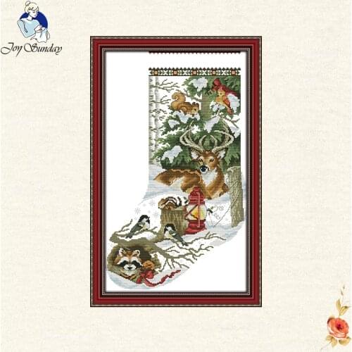 Joy Sunday Winter scenery 11CT 14CT DIY Cross Stitch Kits Christmas gift DIY Needlework White-lipped deer cross-stitch handwork