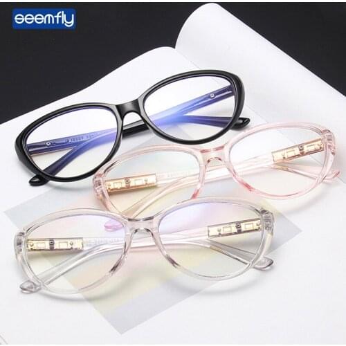 Seemfly Vintage Cat Eye Glasses Frame Men Classic Optical Eyeglasses Prescription Glasses Women New Fashion Plain Spectacles
