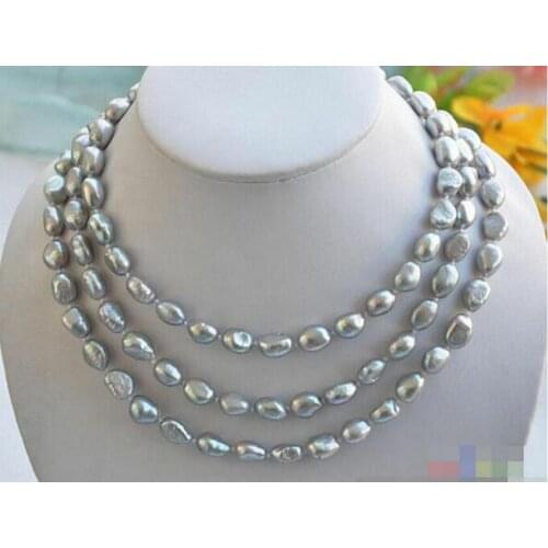 50inch 8-10mm gray baroque freshwater cultured pearl necklace