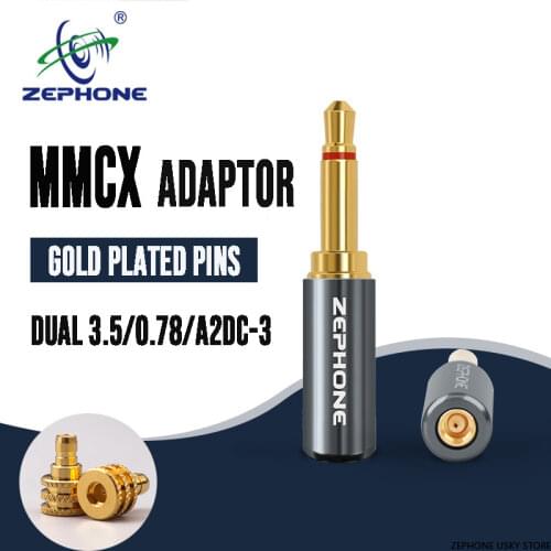 Zephone MMCX Female Adaptor - Convert To 0.78mm 2 Pin, A2DC, 3.5mm Gold Plated Plugs - Suited for IE40Pro IE500 PRO