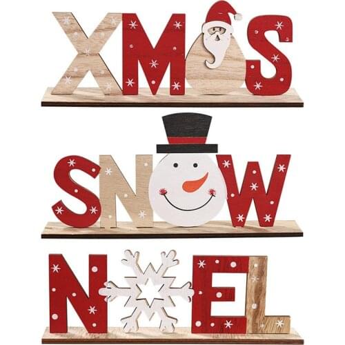 Christmas Decoration Wooden Snow Noel Ornaments for Home Table Decoration DIY Wood Crafts for 2021 Xmas New Year Party Kids Gift