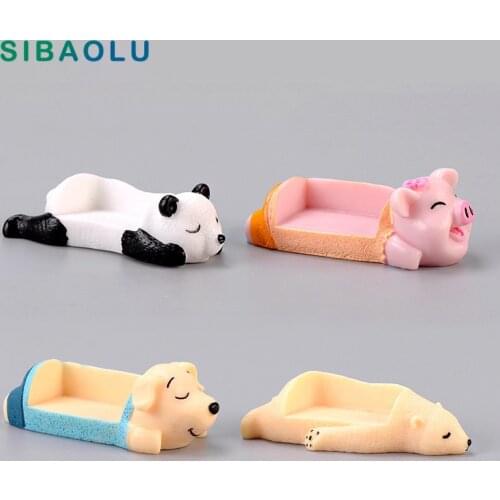 Panda Pig Dog Polar Bear Bench Animal Chair miniature figurine fairy garden decoration accessories Statue Resin Craft Figure