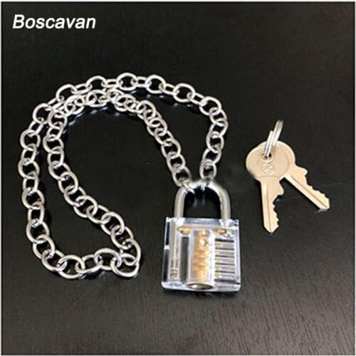 Stylish Punk Gothic Unisex Men Women Chain Choker Heavy Duty Padlock Collar Link Metal Necklace Harajuku