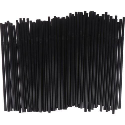 100Pcs Drinking Straws 210mm Black White Long Flexible Wedding Party Supplies Plastic Drinking Straws Kitchen Accessories