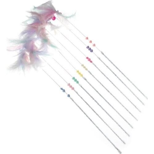 Usd1.98/pc pet cat kitten playing toys Macaroon cat toy teaser fishing pole rod sticks 20pcs/lot