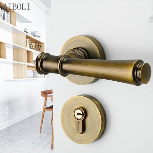 Indoor Bedroom Split Lock Room Wooden Door Lock Household Handle Mute Bathroom Door Handle Space Aluminum