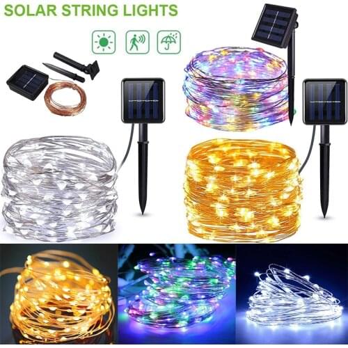 100/200 LED Lights String Waterproof Fairy Garland Lights LED Outdoor String Lights Solar Lamp for Holiday Christmas Party Decor