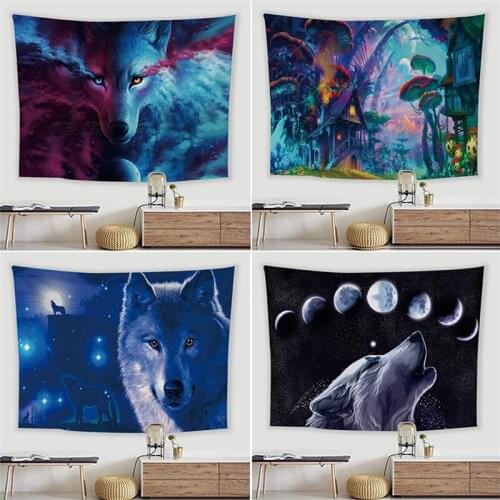 Wolves Lions Wild Animals Tapestries Romm Decorative Sofa Cover Outside Sitting Cloth