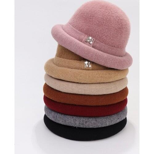 Knitted Hat Women Basin Hat Fisherman Hat Bowler Hats Winter Warm Knitted Caps
