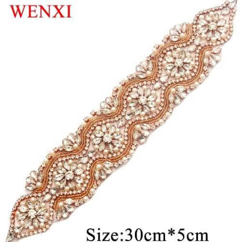 WENXI 10pcs Wholesale Crystal Rhinestone Applique Bridal Beaded Crystal For Wedding Dresses Sash Belt WX839