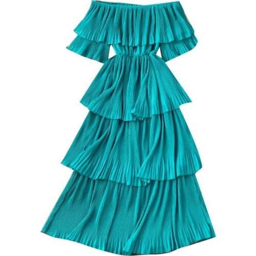 YUZACDWX Women Dress Summer 2021 Female Sweet Slim Beach Dresses elegant vestido Sexy one-shoulder short-sleeved cake dress