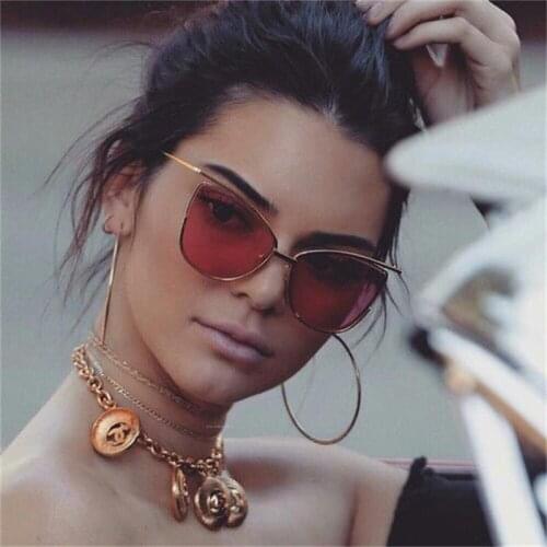 Cat Eye Red Sunglasses Ladies Brand Designer Vintage Shades Tinted Pink Glasses Women Eyewear Pink Sun Glasses Oculos
