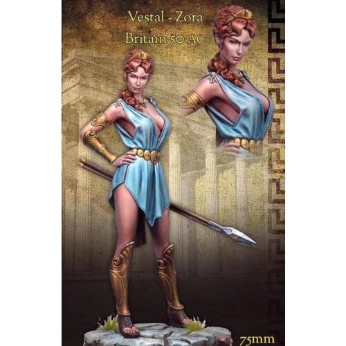 1/24 scale 75MM Roman Female Warrior Unpainted Miniatures Resin Model Kit Figure Free Shipping