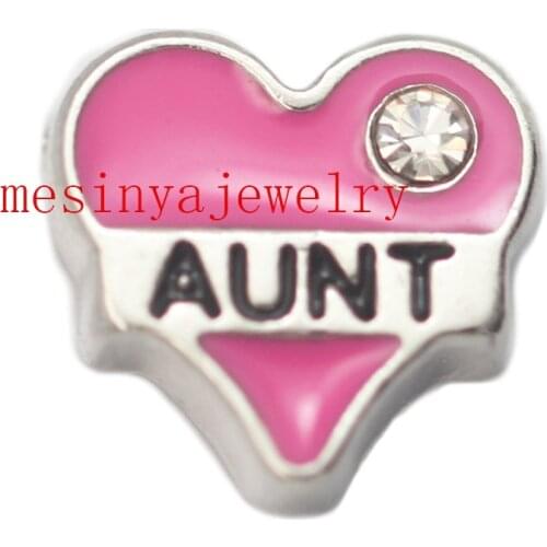 10pcs heart aunt floating charms for glass locket Min amount $15 per order mixed items, FC-339