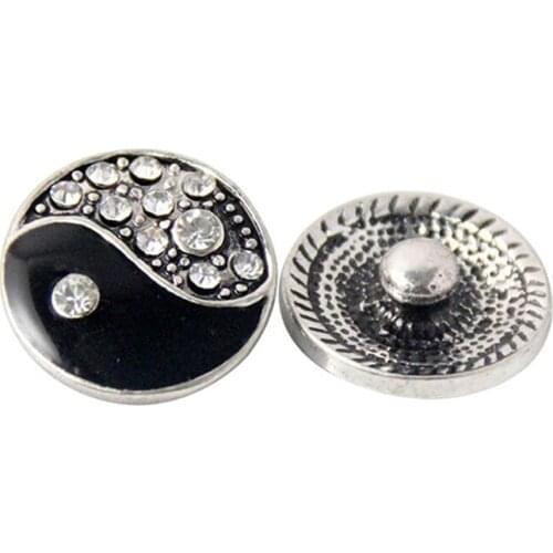 20PCS/Lot wholesales Custom Jewelry crystal Pattern Carved Tai chi silver stone Snap Button jewelry Fit 18-20 mm Snap Bracelets