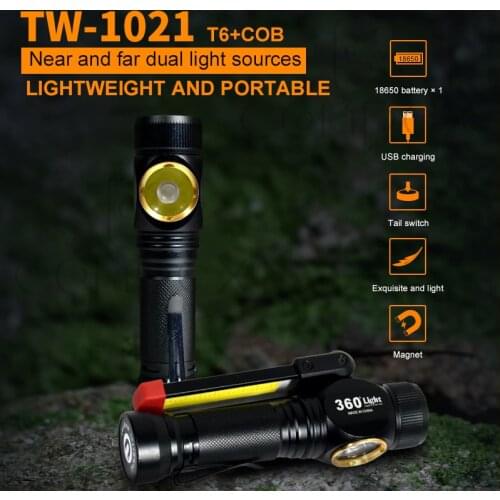 360light LED lamp bulbs Flashlight electric torch Car Repair emergency light Camping outdoor work USB Rechargeable with Magnet