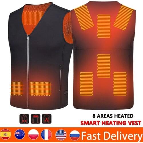 8 Areas Winter outdoor USB heating vest Thermostatic washable electric vest sports mountaineering heated vest clothing