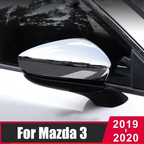 ABS Car Auto Carbon Fiber Side Rearview Mirror Cap Cover Shell Trim For Mazda 3 Axela 2019 2020 Accessories