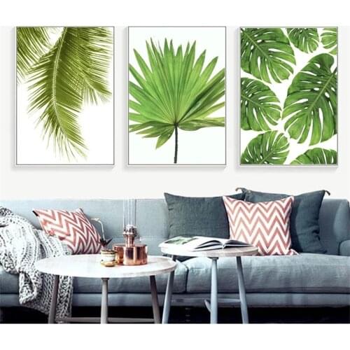 Abstract Spring Natural Green Leaves Paintings Wall Art Canvas Posters and Prints for Living Room Bedroom Corridor Decoration