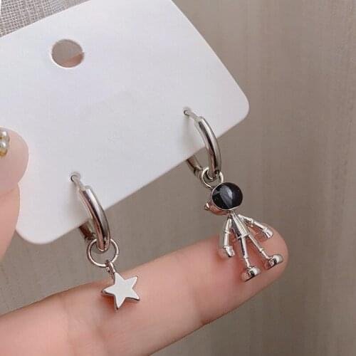 Asymmetric pentagram contracted earrings fashion ladies earrings space astronauts small stud earrings fashion woman earrings